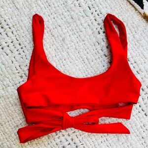 JADE Swim Bikini Top – Red Tie-Front – Size Small